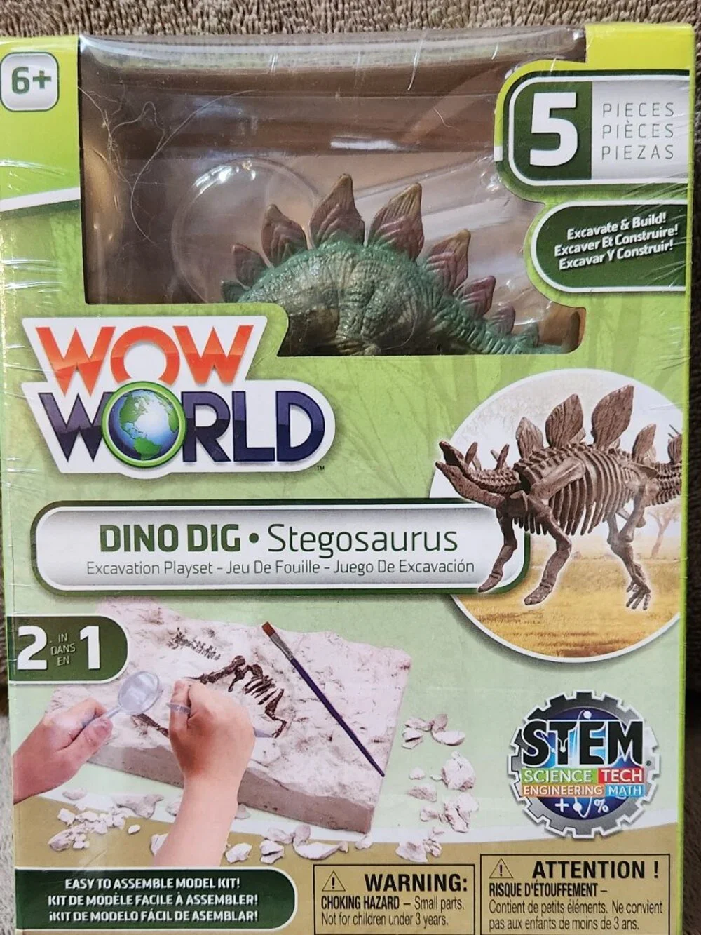 WOW WORLD DINO DIG - Dinosaur Excavation Playset - Set of Two (2) - NEW NIB